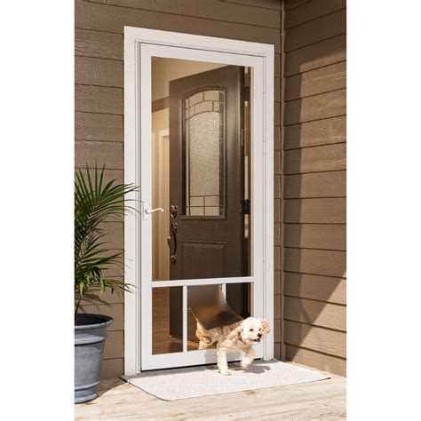 lowes screen doors with pet door|screen door with doggy entrance.